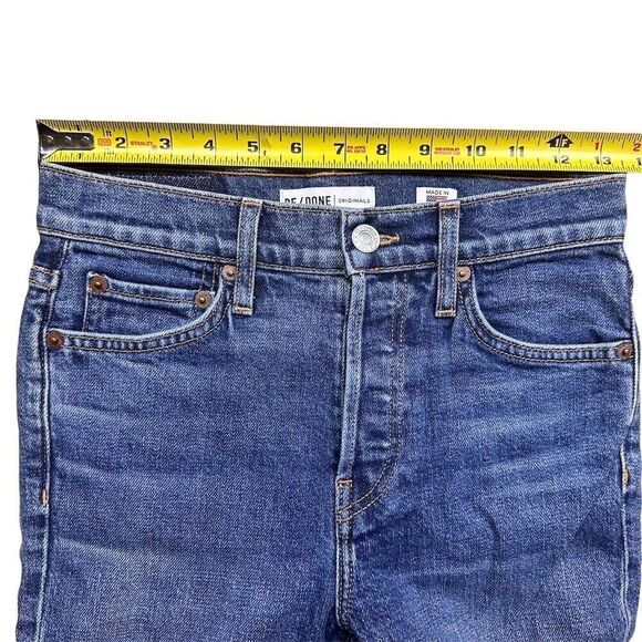 NWT Re/Done Women's High Rise Stovepipe Straight Jeans Size 25 Blue Denim - Picture 9 of 12